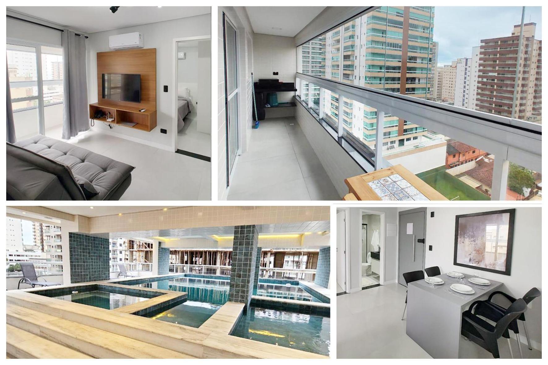 Apto Com Lazer Completo, Piscina, Ar, Mercadinho E Pet Friendly A 1 Min Da Praia Praia Grande (Santos) Luaran gambar